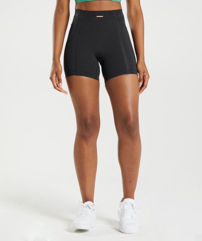 Szorty Gymshark Whitney Mesh Damskie Czarne | PL 613EHW